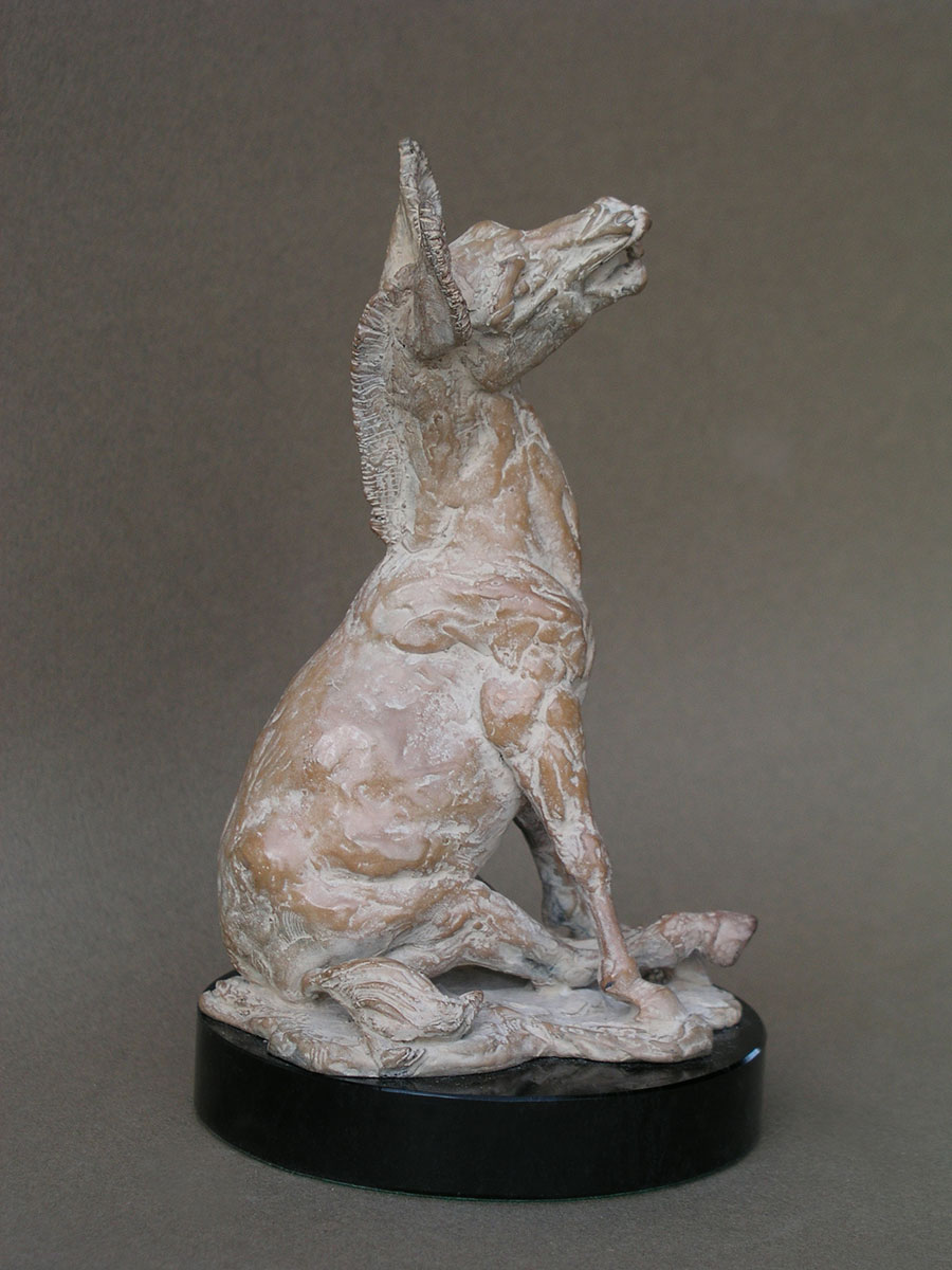 braying mule - bronze sculpture