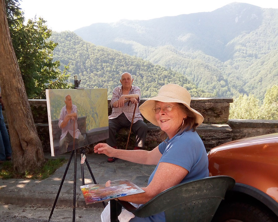 Shingleton painting in the mountain village of Stazzema